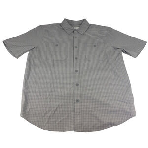 Orvis Men's Short Sleeve Button Up‎ Shirt Medium Gray Plaid Chest Pockets NEW
